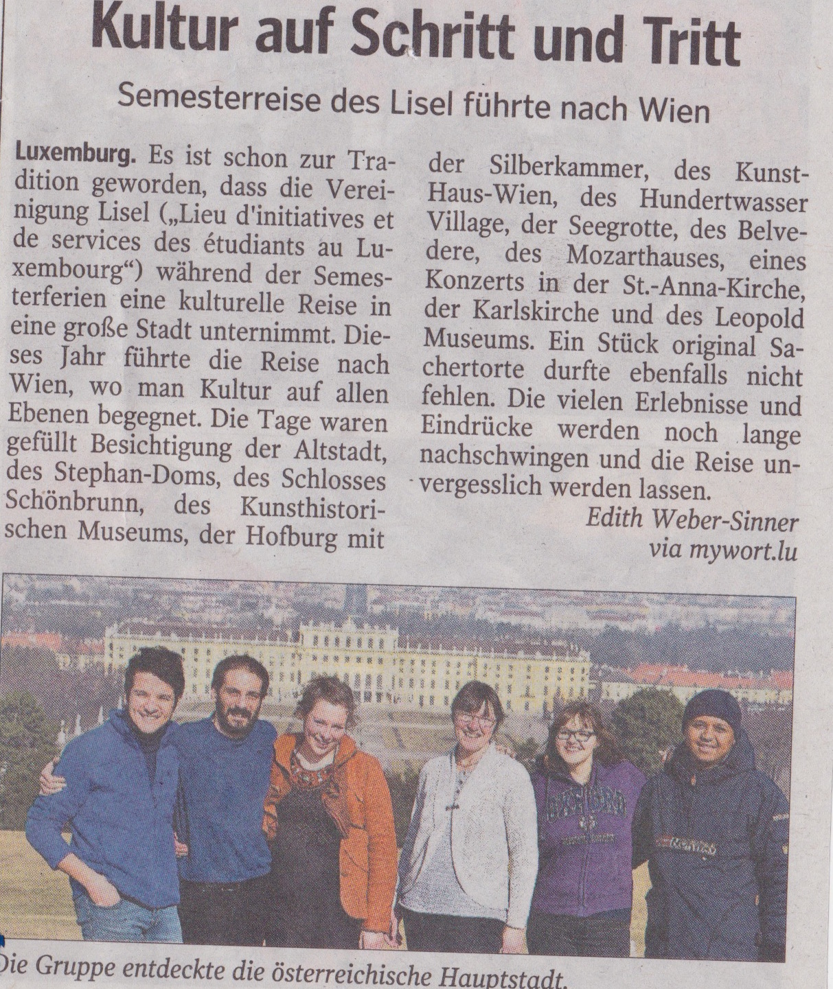 Lisel Semester trip to Vienna 13-17 February 2017